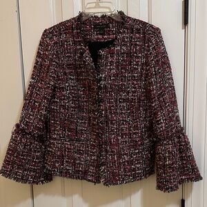 Ann Taylor Women's Tweed Jacket - Black, Red, White